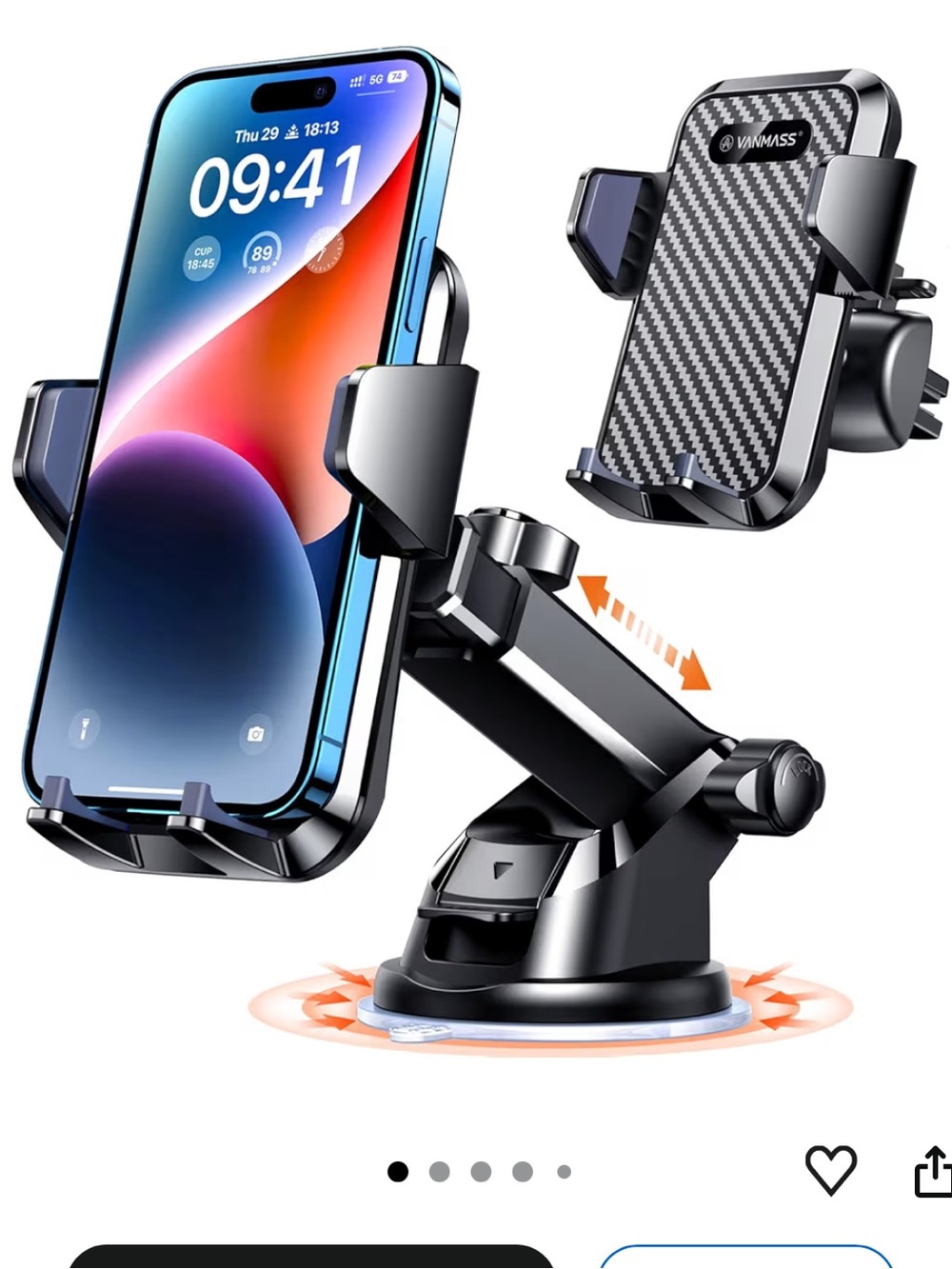 VANMASS Car Phone Mount- Windshield, Dash, or Vent